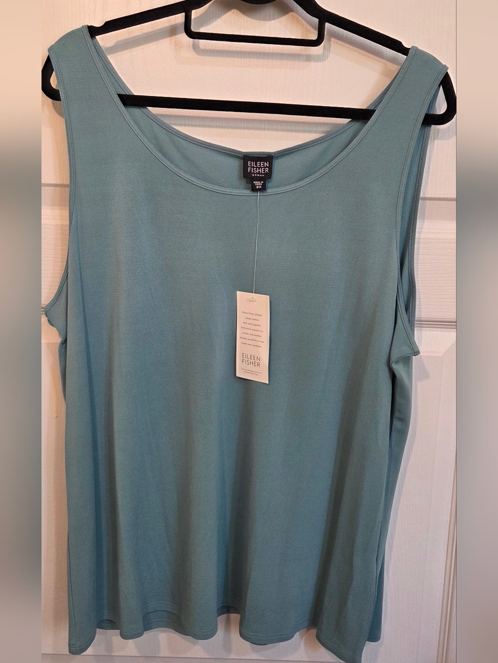 Eileen Fisher Scoop Neck Tank in Light Teal
